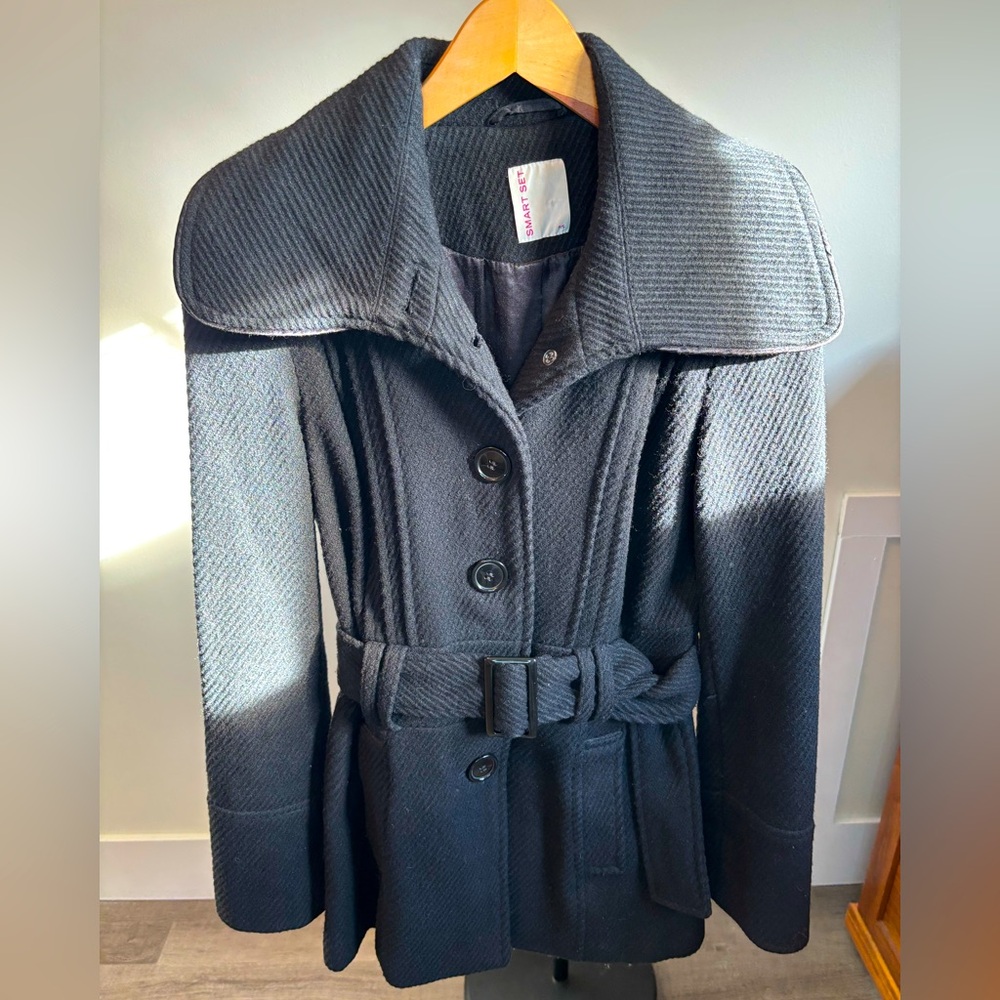 Smart Set Black Wool Blend Coat